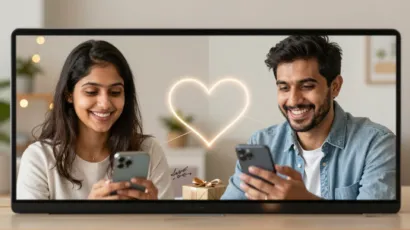 Indian couple staying emotionally connected through a video call in a long-distance relationship