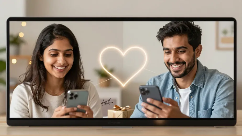 Indian couple staying emotionally connected through a video call in a long-distance relationship
