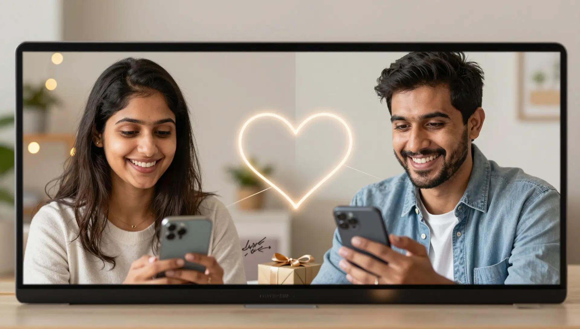 Indian couple staying emotionally connected through a video call in a long-distance relationship