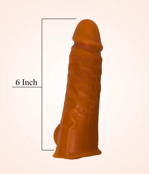 6 Inch Brown Realistic Veined Penis Sleeve