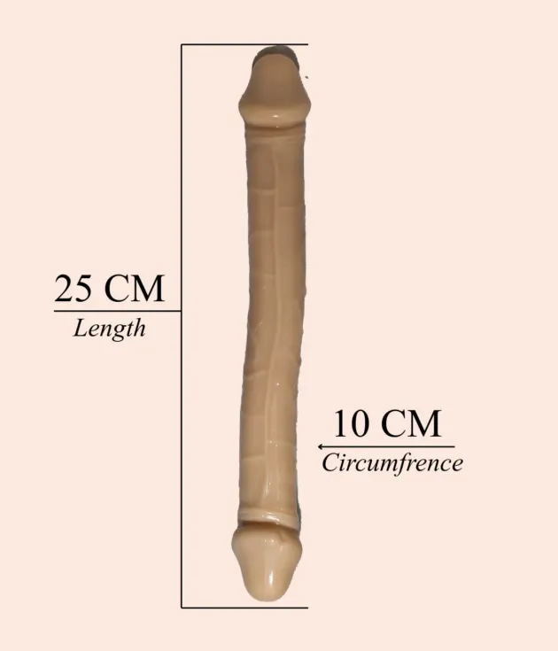 Realistic Skin Tone Silicone Double Dong Dildo 25cm on white background
