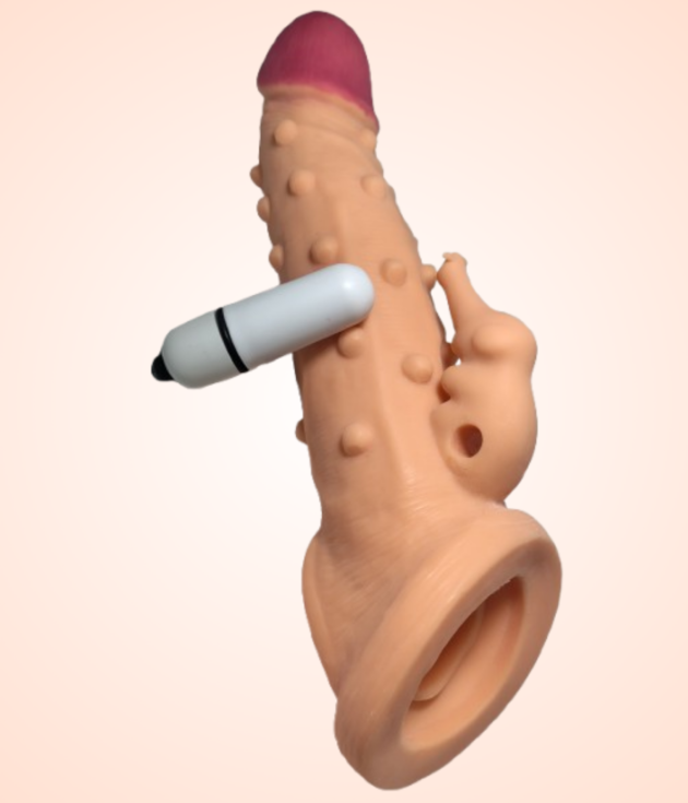 9 Inch Extra Doted Elephant Penis Sleeve With Vibration Capsule
