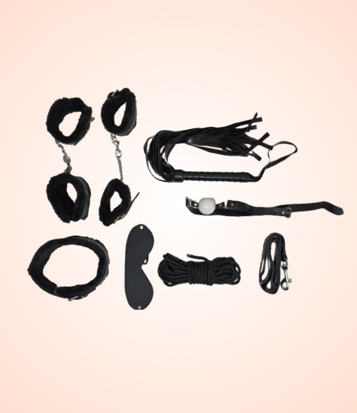 Black Premium Quality BDSM Bondage Kit with 8 pcs of accessories like cliff, eye mask, gag and all